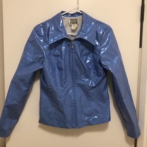 Light Blue Leather Jacket | Medium